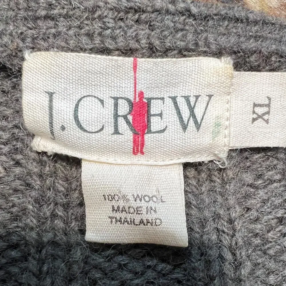 Vintage Gray 100%‎ Wool Grandpa Sweater J Crew Size XL_3